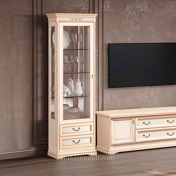 Шкаф 1-дв. для посуды (с зеркалом) левый