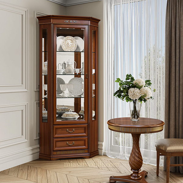 Шкаф для посуды угловой (с зеркалом)